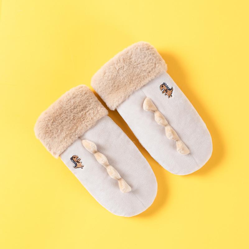 Warme Dinosaurier-Kinderhandschuhe, Wildleder-Cartoon-Kinderhandschuhe Großhandel, verdickte Fleece-Fäustlinge