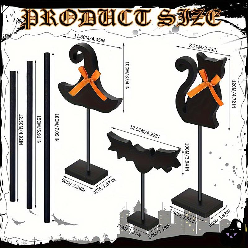 Halloween Wooden Logo Ornament Witch Hat Bat Desktop Decoration