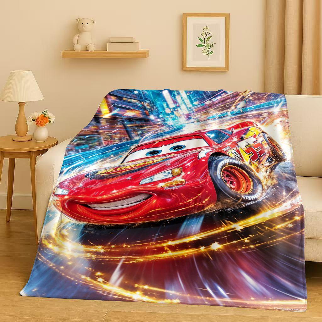 Sanrio Cartoon Cars Lightning McQueen Christmas Gift Flannel Blanket,Ultra Soft Plush Throw for Home Bedroom Bed Sofa Cover Kids