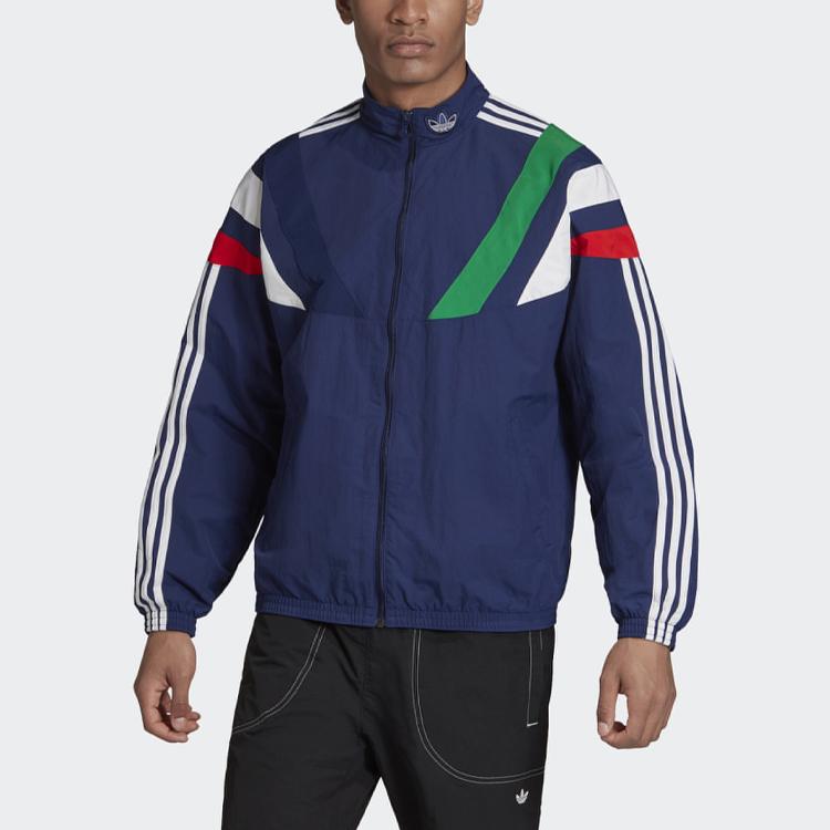 Adidas Originals Three Stripes Stand Collar Sports Jacket Men Jackets Dark-Blue FN0966