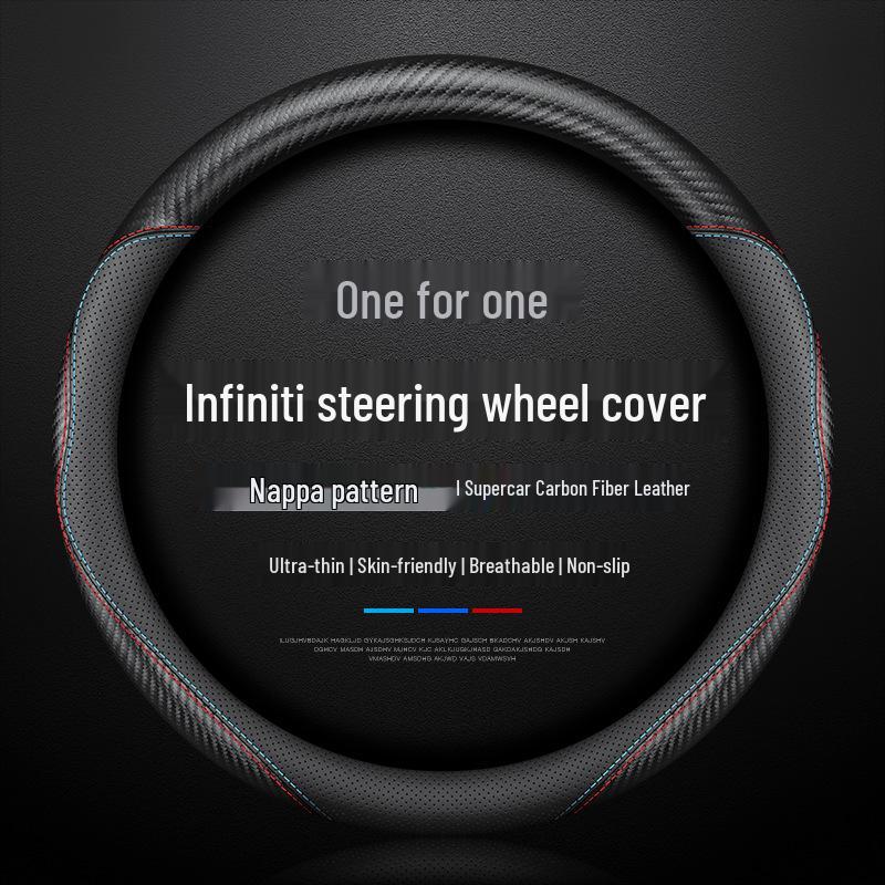 Genuine Leather Steering Wheel Cover for Infiniti Q50L, QX50, G25, QX30, Q60, QX70, FX35, Q70L