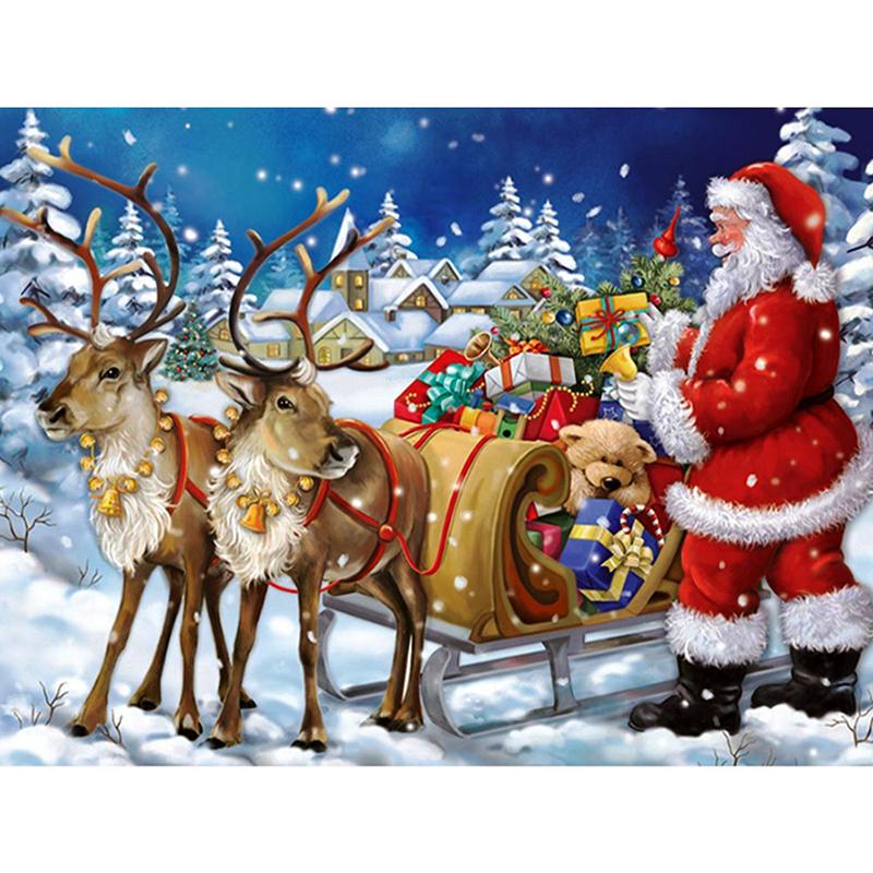 DIY 5D Diamond Painting Santa Claus Diamond Embroidery Winter Snow Tree Cross Stitch Full Round Drill Mosaic Christmas Gift