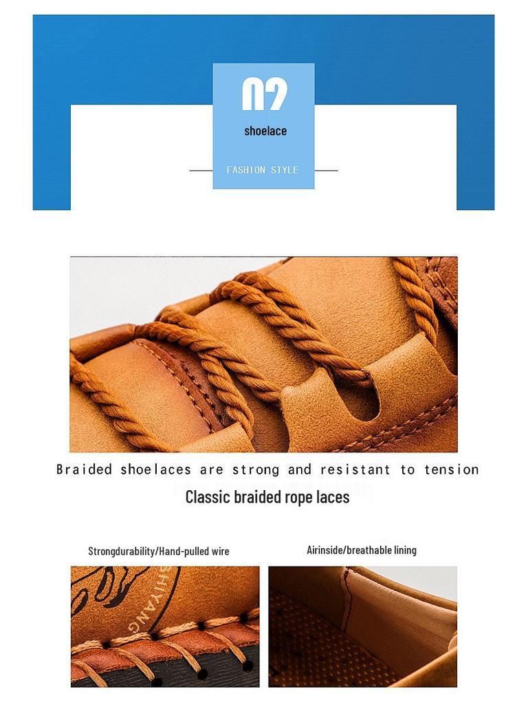 Men's Spring Plus Size Handcrafted Leather Casual Lace-up Shoes