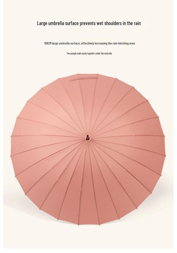 Double Person Water-Activated Blooming Long-Handled Umbrella for Women – Storm Curved Handle, Reinforced Rainproof Design