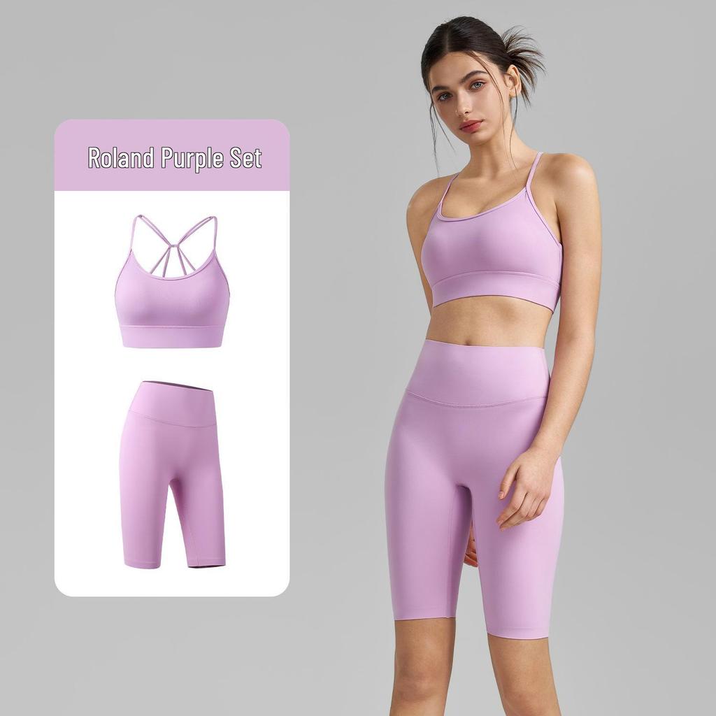 Autumn 2025 Women's Two-Piece Fitness Set: Lycra Yoga Capris & Sports Bra
