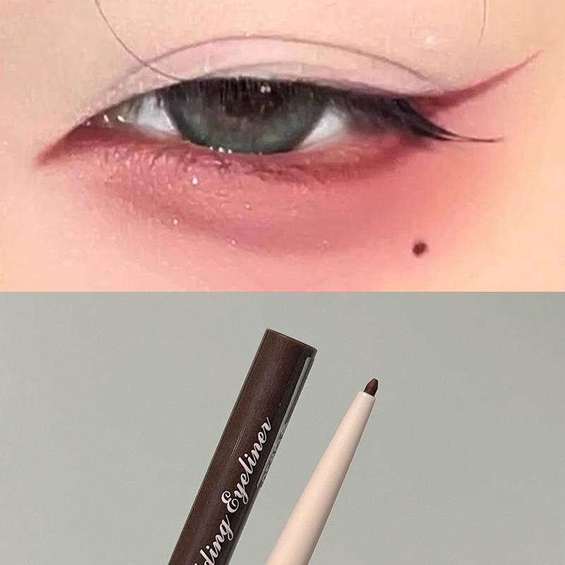 Soft Smooth Red Brown Eyeliner Gel Pencil Cream Matte Ultra-Fine Round Tip Outline Eyes Silkworm Liner Easy To Color Waterproof