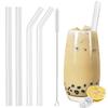6pcs Reusable High Borosilicate Glass Straw Set Wide 12mm Pearl Milkshake Bubble Tea Straw with Brush Storage Bag Bar Accessorie