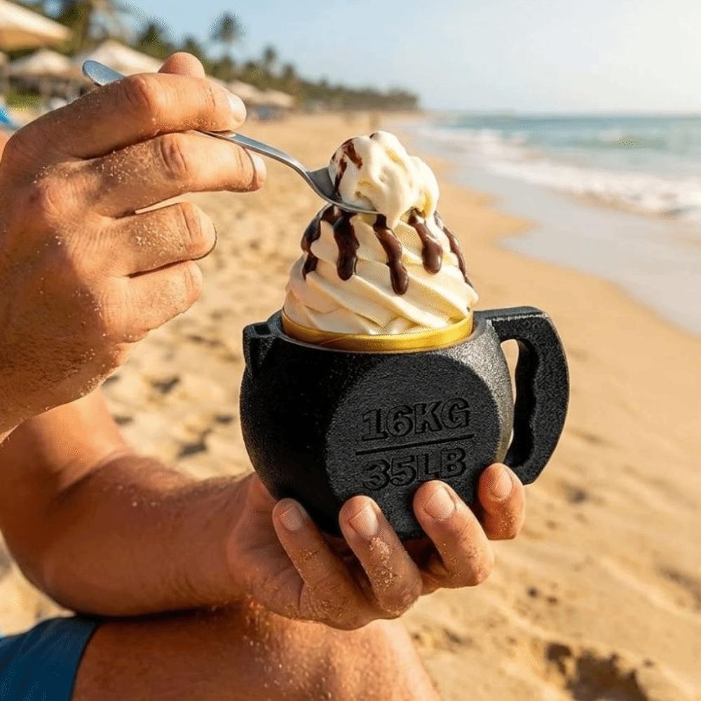 Heat Insulation Weight Lifting Ice Cream Cup Stand Gym Themed Frozen Dessert Sleeve  Beach