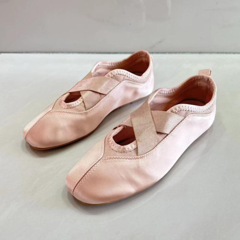 Damen Ballerinas Runde Spitze Weiche Sohle Leichtes Satin Frühling Süße Tanz Mary Jane Schuhe für Damen