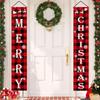 Merry Christmas Decorations Banner, Christmas Porch Sign Red Plaid Hanging Banners For Indoor Outdoor Front Door Wall Xmas Decor