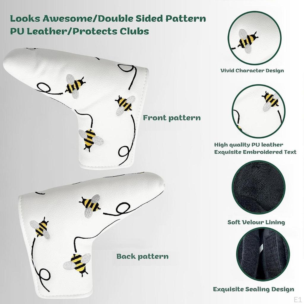 Golf Putter Cover Protection Embroidered Wrap Sleeve Headcover Fits Most Putters