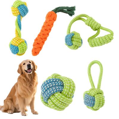 Cotton Rope Dog Toy Rope Knot Ball Dog Chew Toy Interactive Tug-of-War Dog Toy for Small And Medium Dogs Teeth Cleaning