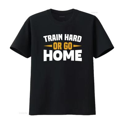 Entrena Duro O Vuelve a Casa Camiseta Trendy para Amigos del Gimnasio Fitness Motivar vintage Lavada Cómoda gráfica Transpirable
