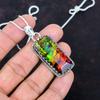Faceted Ammolite Pendant Gemstone Handmade Jewelry 925 Sterling Silver Pendant