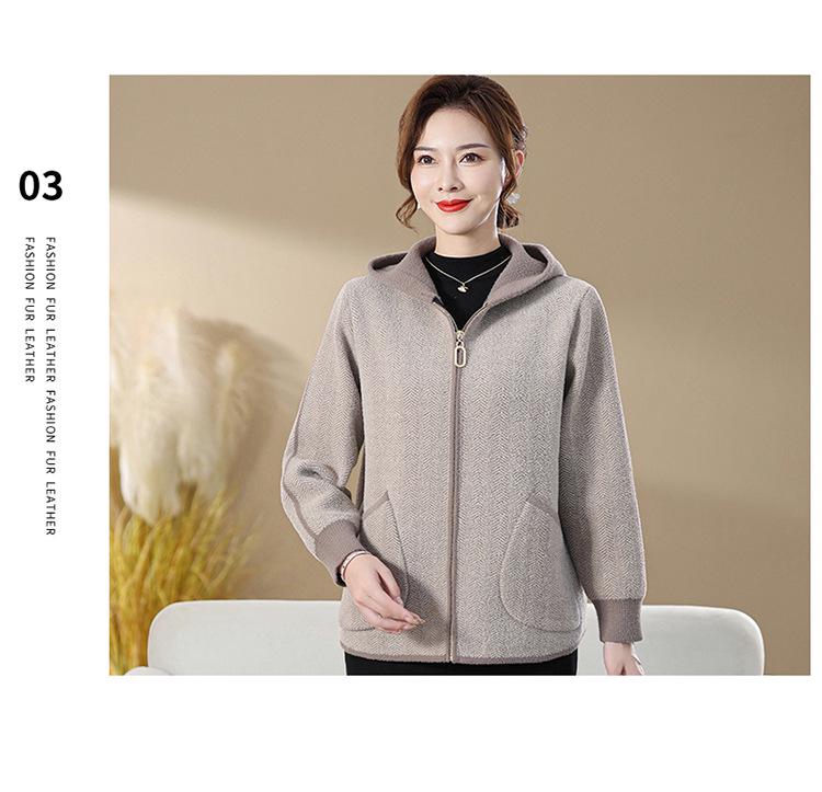 Damen Wollmantel mit Kapuze - Herbst/Winter Kurzstil für Mittelalte und Ältere