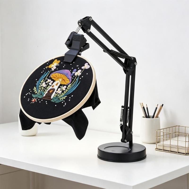 Adjustable 360 Degree Rotating Embroidery Stand With Sturdy Metal Frame And Foldable Designs For Easy Storage P9YB