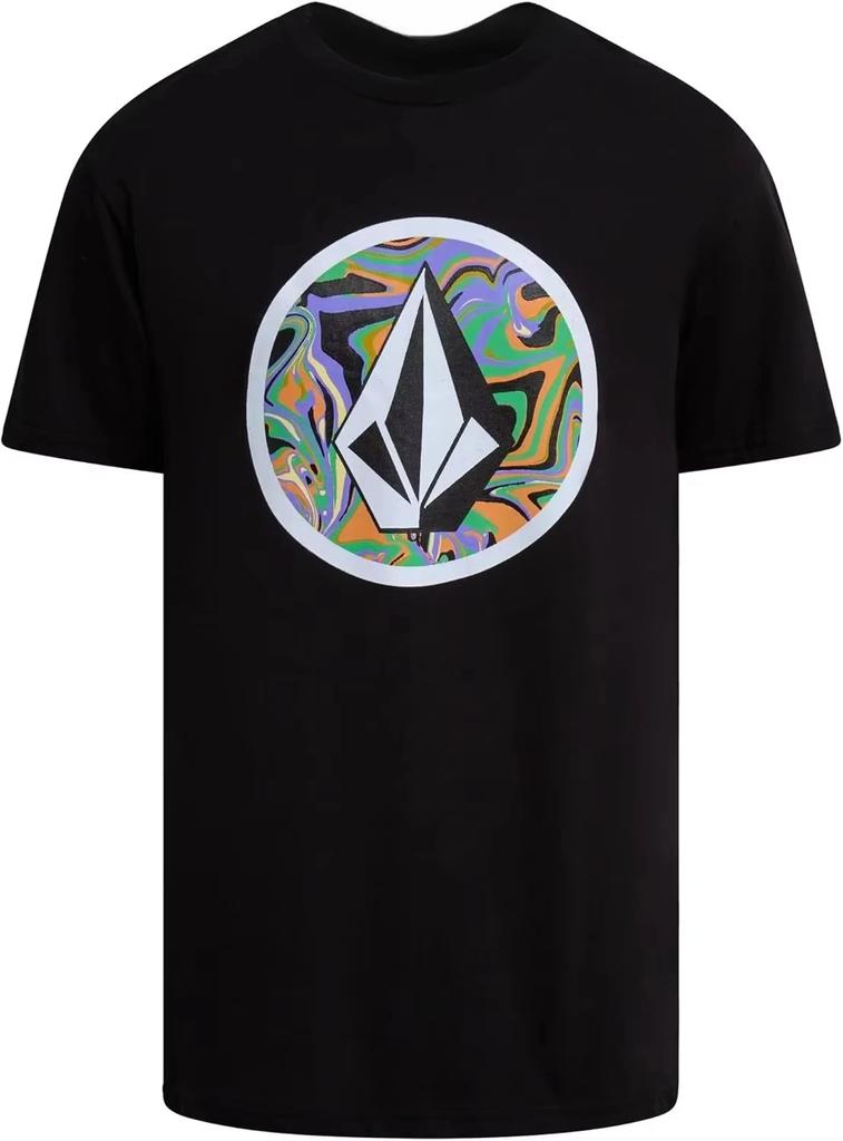 Retro Psychedelic Kaleidoscope Volcom Surfing Sports Trendy Brand Tshirt Cotton Graphic Tee Unisex Unisex Summer Streetwear