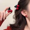 Women's Cute Cherry Hair Claw Clip - Small Side Clip for Baby Bangs and Princess Headwear Accessories