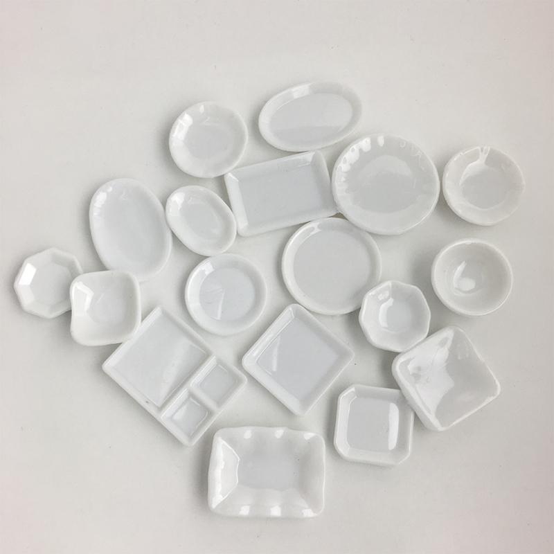 18 bucăți/set mini ustensile de bucătărie albe jucărie pahare pentru băuturi farfurie mică vase mici veselă miniaturi pentru jocuri de simulare mini jucărie din plastic