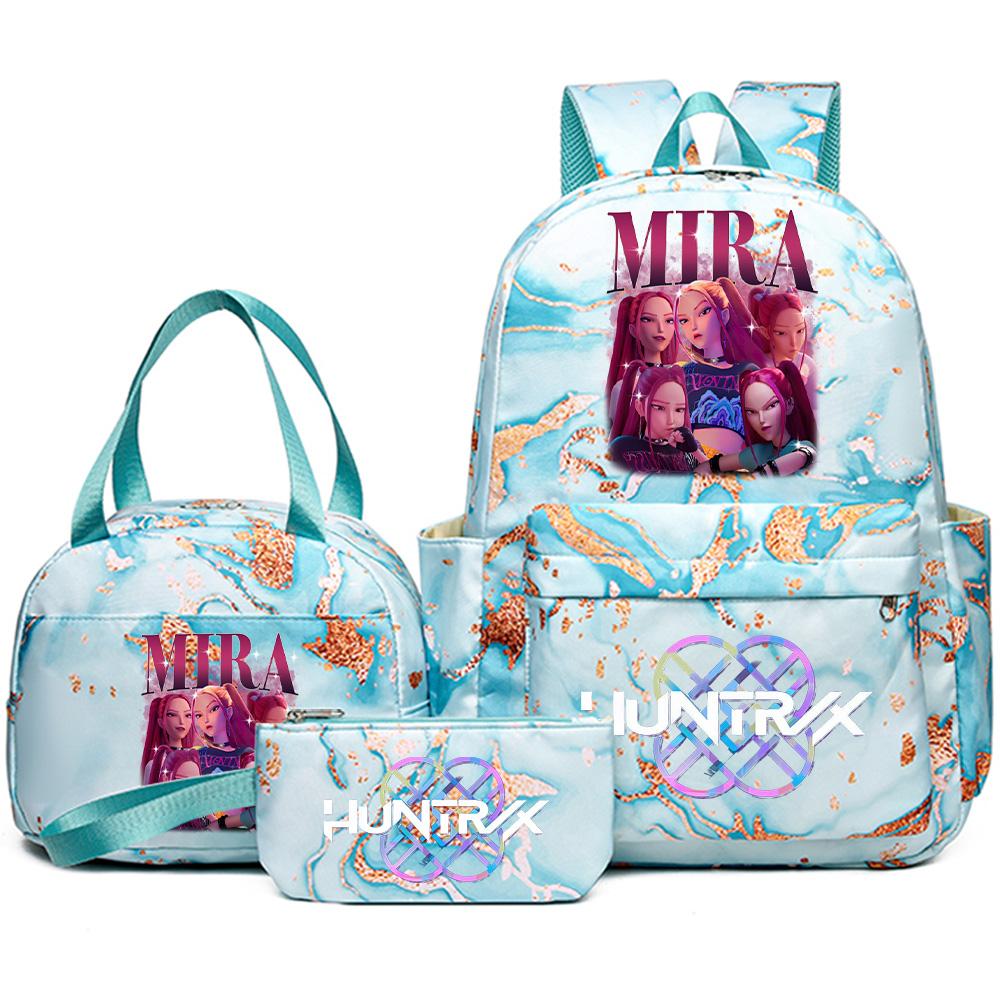 3Pcs/set Anime Demon Hunters Printed Backpack Handbag Pencil Case for Teenager Student Bookbag Schoolbag Women Large Capacity Waterproof Bag