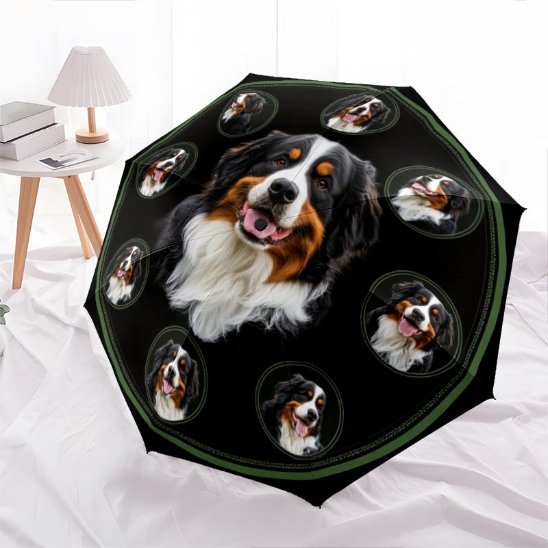 1 PC Automatic Folding Umbrella - Bernese Mountain Dog2 Pattern, Portable & Foldable Design with 8 Ribs, Christmas Birthday Gifts
