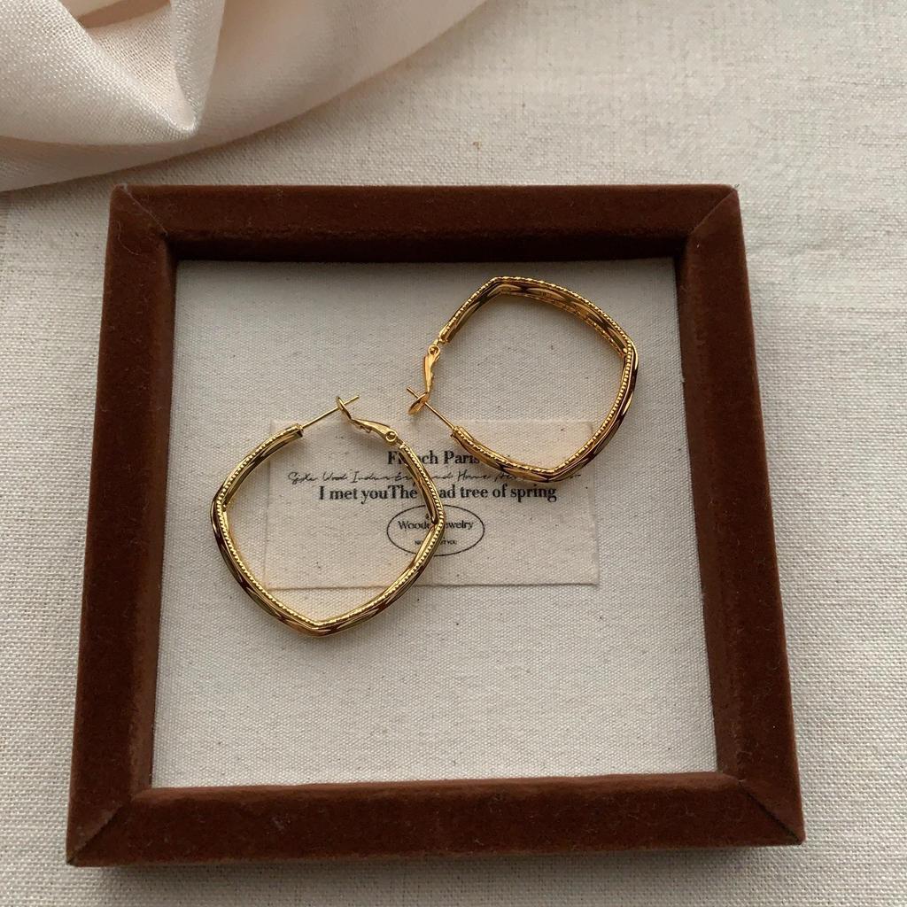 Metal Geometric Square Earrings Earrings Retro Light Luxury Daily High Personality Unique Daily Commuter Earrings