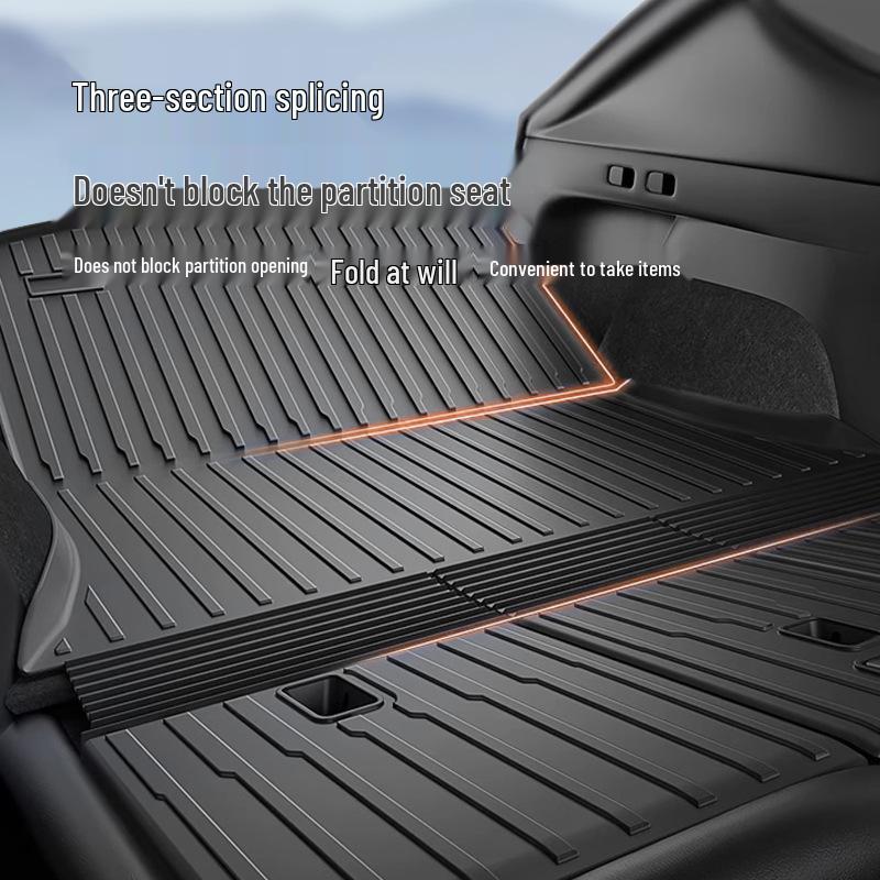 Tesla Model Y Trunk and Front TPE Mat Set - One-Piece Rear Tail Box Mat Accessory