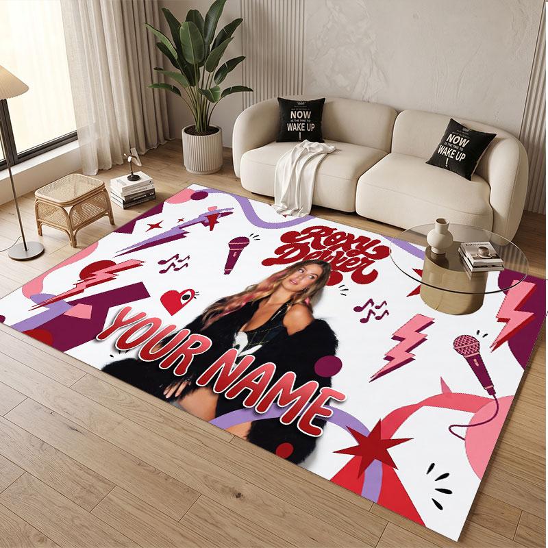 Custom Name Crystal Velvet Rug,Roxy Dekker Comfortable Anti Slip Floor Mat For Room Decoration