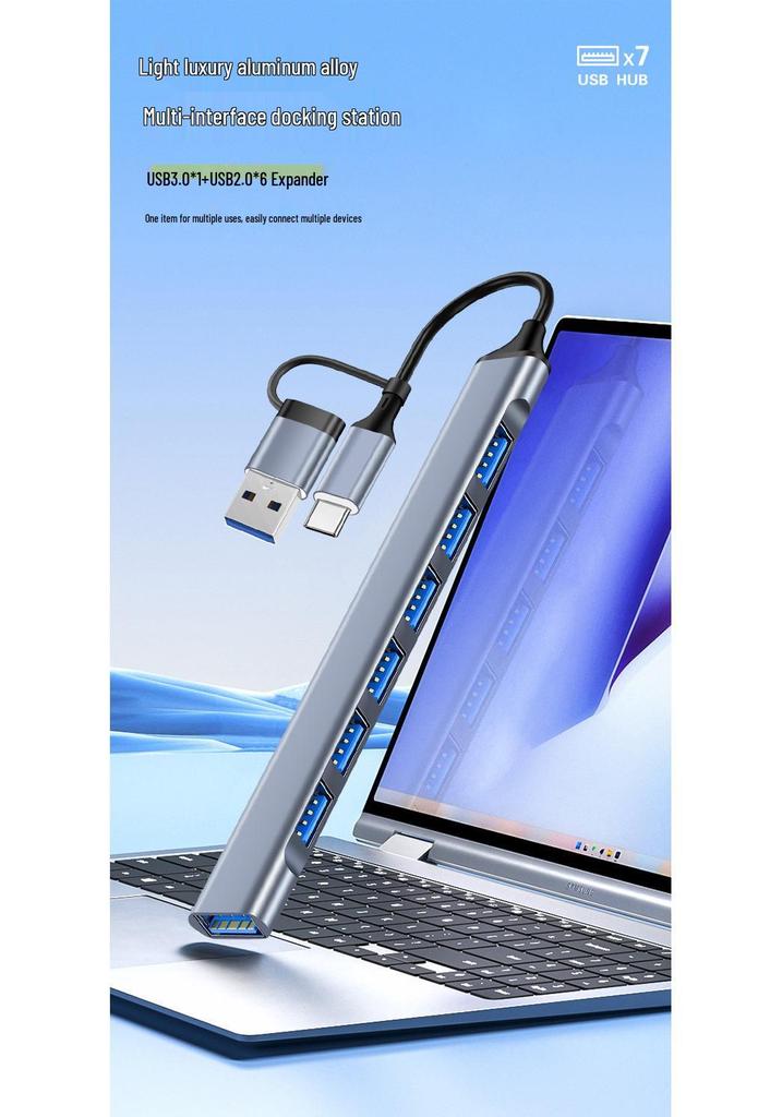 HUB 7-in-1 USB 3.0 Docking Station Multi-Port Expander for Computer and Laptop with TYPE-C