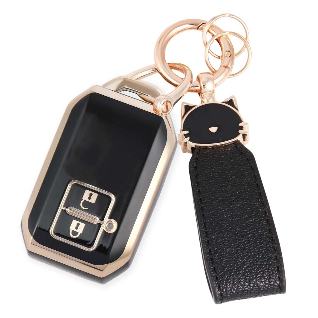 ZANEKO Jimny Key Suzuki Hustler Key Swift Wagon R Stingray Keychain Cat Case, Cover, (Black Design, Cute)