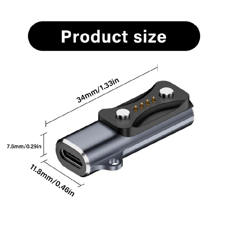 Portable Magnetic Charging Adapter Connector Converter Head for Smartwatch Featuring Type C USB Port Enables Convenient