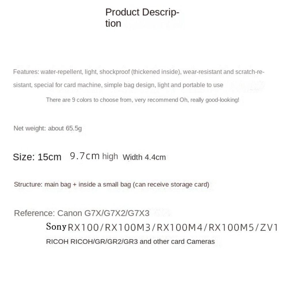 New PU Camera Bag Shockproof Waterproof Digital Camera Case Multi-functional Convenient Photography Bag for Sony Zv1f