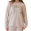 Lafuku PEANUTS Snoopy Fluffy Long Sleeve Loungewear Pants Sold Size M Women's Pajamas, Pullover, Set, Separately, Ivory,