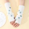 New Autumn Winter Knitted Warm Arm Cover Star Gloves Women Pile Exposed Finger Y2k Sleeve Sweet Keep Warm Sleeve Cover