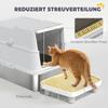 Cat Litter Box, Stainless Steel, XL Interior, with Scoop, Light Gray