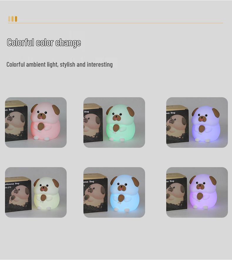 Greedy Dog Soft Silicone Night Light - Eye-Friendly Sleep and Nighttime Feed Companion