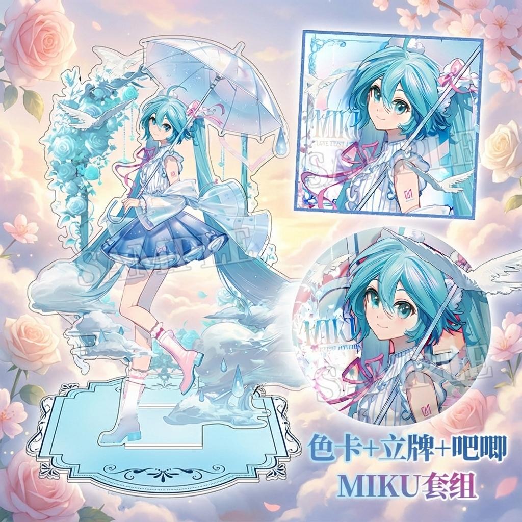 Miku Hatsune Anime Acrylic Stand Double Flash Badge Virtual Idol Anime Merchandise Figure Collectible Decoration Gift For Fans