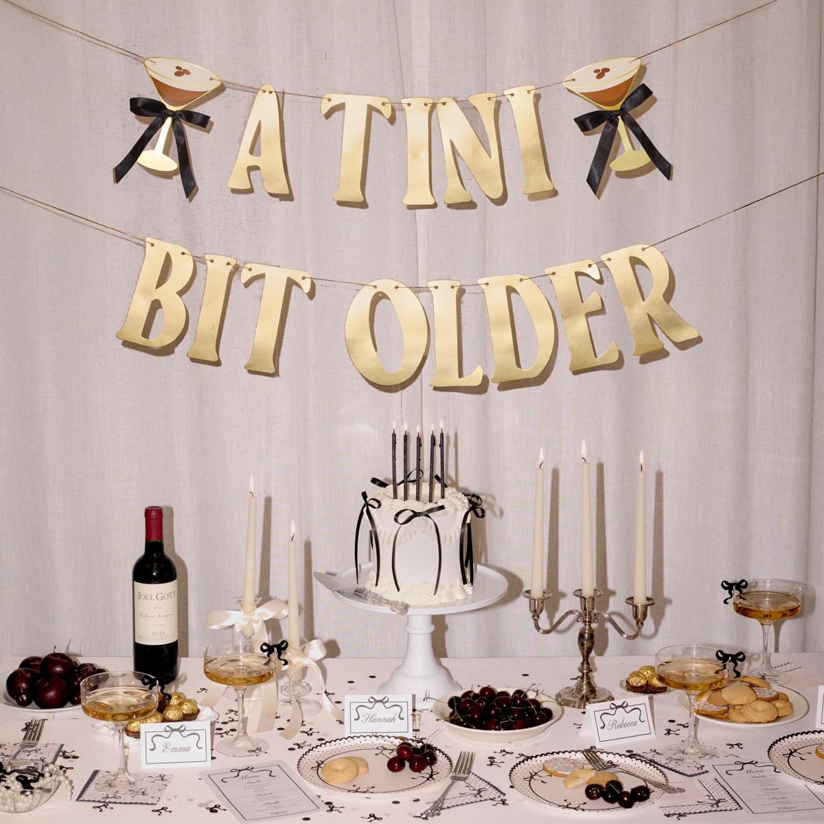 xo, Fetti A Tini Bit Older Banner, Gold Foil - 4 Ft. | Birthday Decorations, Espresso Martini Decor, Bday Party Sign, Cocktail Photo Booth Backdrop
