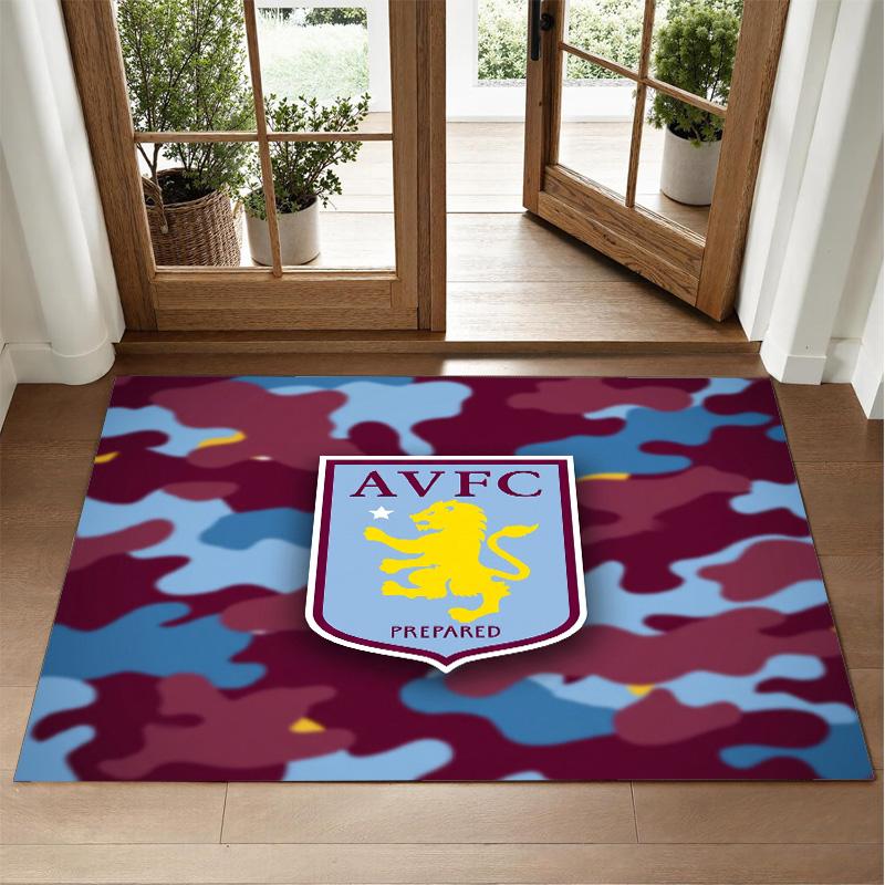 Aston Villa Football Design Crystal Velvet Rug Soft Decorative Mat for Bedroom Entrance