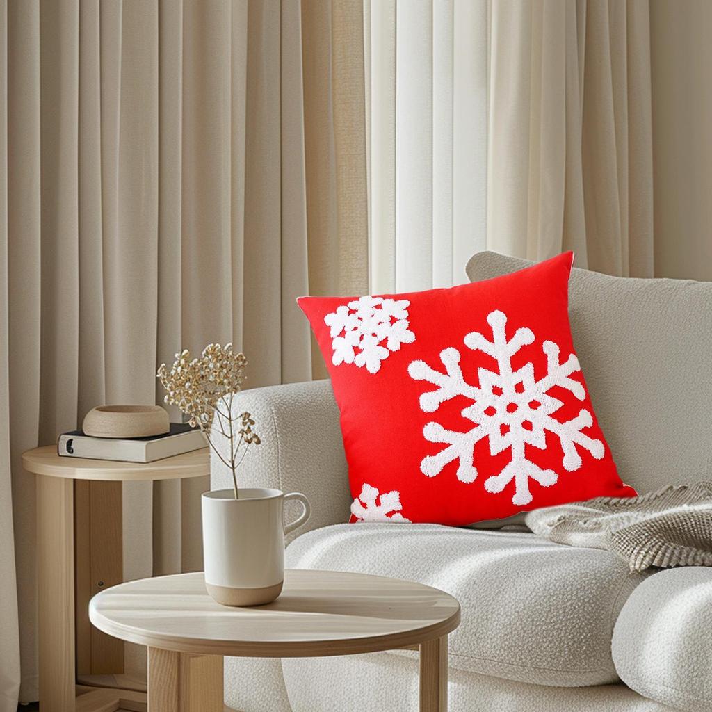 Christmas Throw Pillow Covers 18x18 Inch Snowflake Washable Snowflake Christmas Pillow Cover Cushion Cases For Bedroom Couch Bed