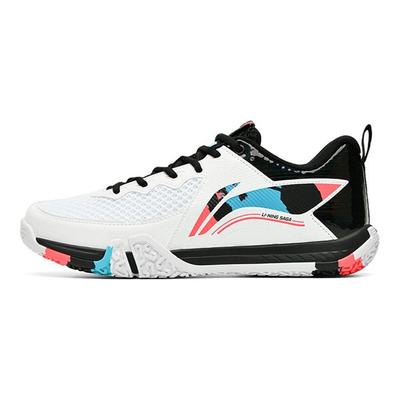 Li Ning Saga 2 Lite Cushioning Slip Resistant Abrasion Resistant Low Top Badminton Shoes Unisex White AYTT003-2