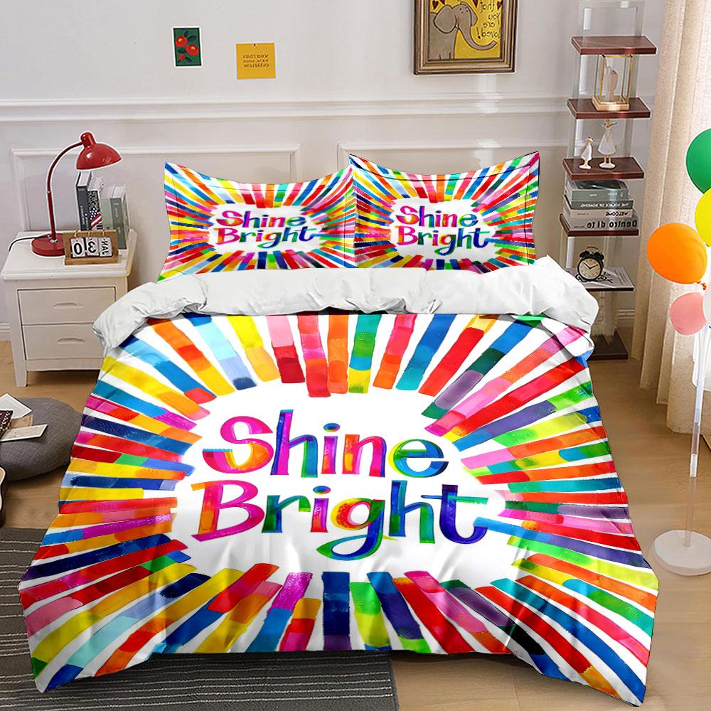 

Rainbow stripes, Shine Bright . Bedding sets Duvet cover sets Duvet covers Pillowcases(1 * Duvet Cover 2 * Pillowcases, without duvet insert) 135x200cm