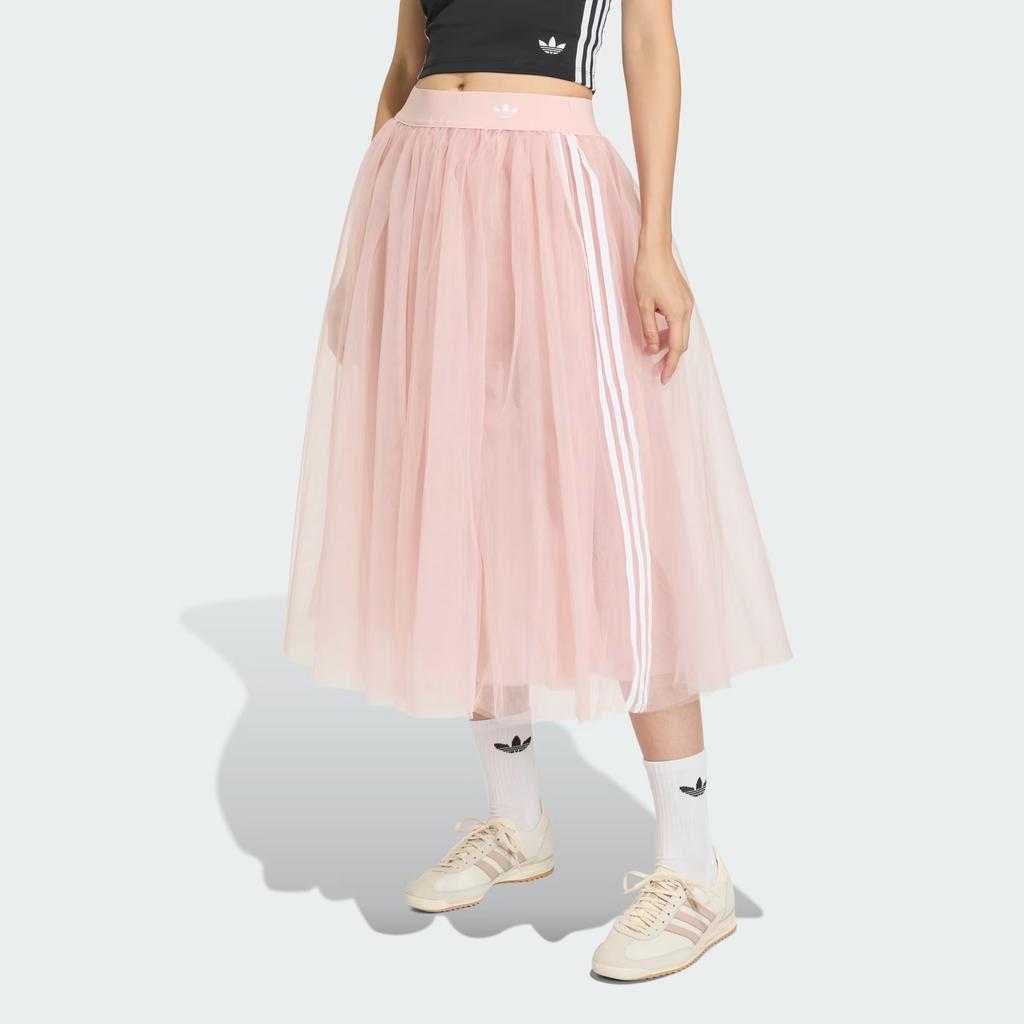 Adidas Originals Tulle Striped Woven Loose Casual Long Skirt Women skirts KS6562