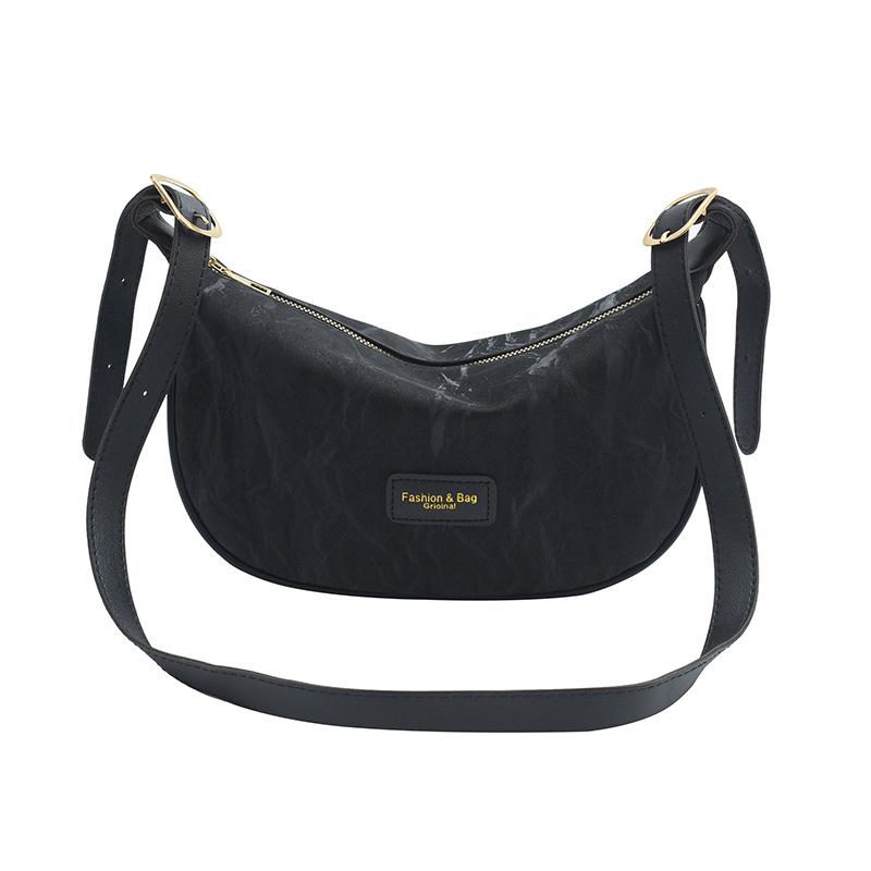 

Текстура контрастного цвета сращивания женская сумка 2024 новый иностранный стиль повседневная сумка-мессенджер модная сумка на одно плечо с пельменями чёрный