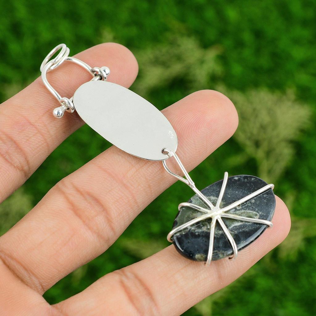 Daughters Day Deal 925 Silver Oval Kambaba Jasper Stone Wife Handcrafted Pendant