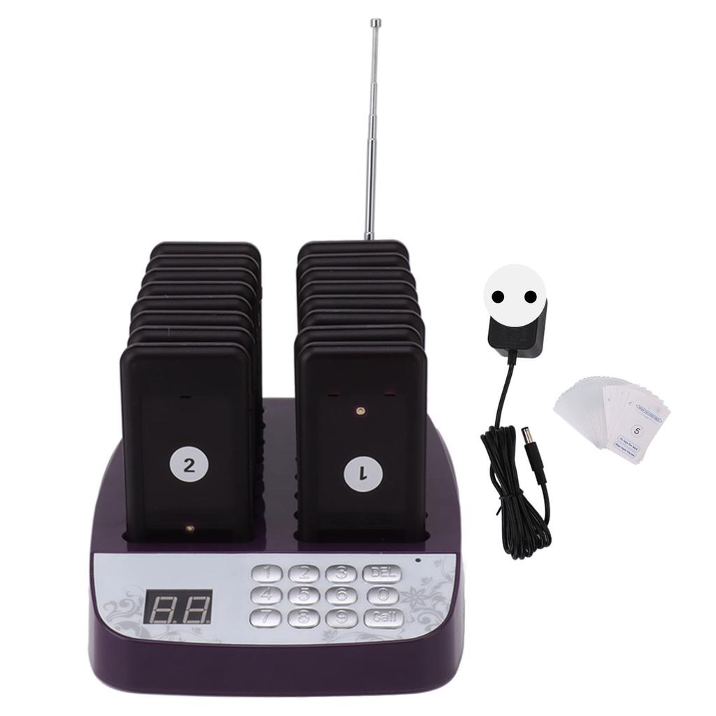 Cercapersone per ristoranti, cicalini wireless, portata 200 m, 16 cercapersone, vibrazione, segnale acustico, cicalino lampeggiante, cercapersone