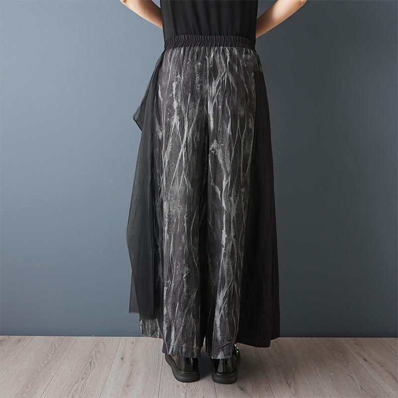 Black Plus Size Vintage High Waist Casual Loose Summer Wide Leg Pants Women Trousers