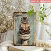Funny Black Cat Bathroom Metal Sign Vintage Retro Wall Decor 8x12 Inch