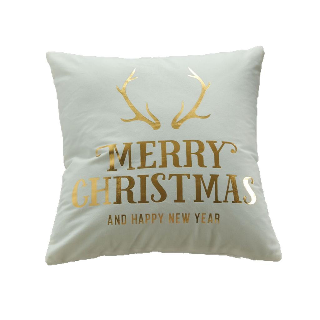 Christmas Atmosphere Bronzing Craftsmanship Festive Feel Pillow Cover Fabric Soft and Comfortable Home Sofa Pillow Bedside Cushion