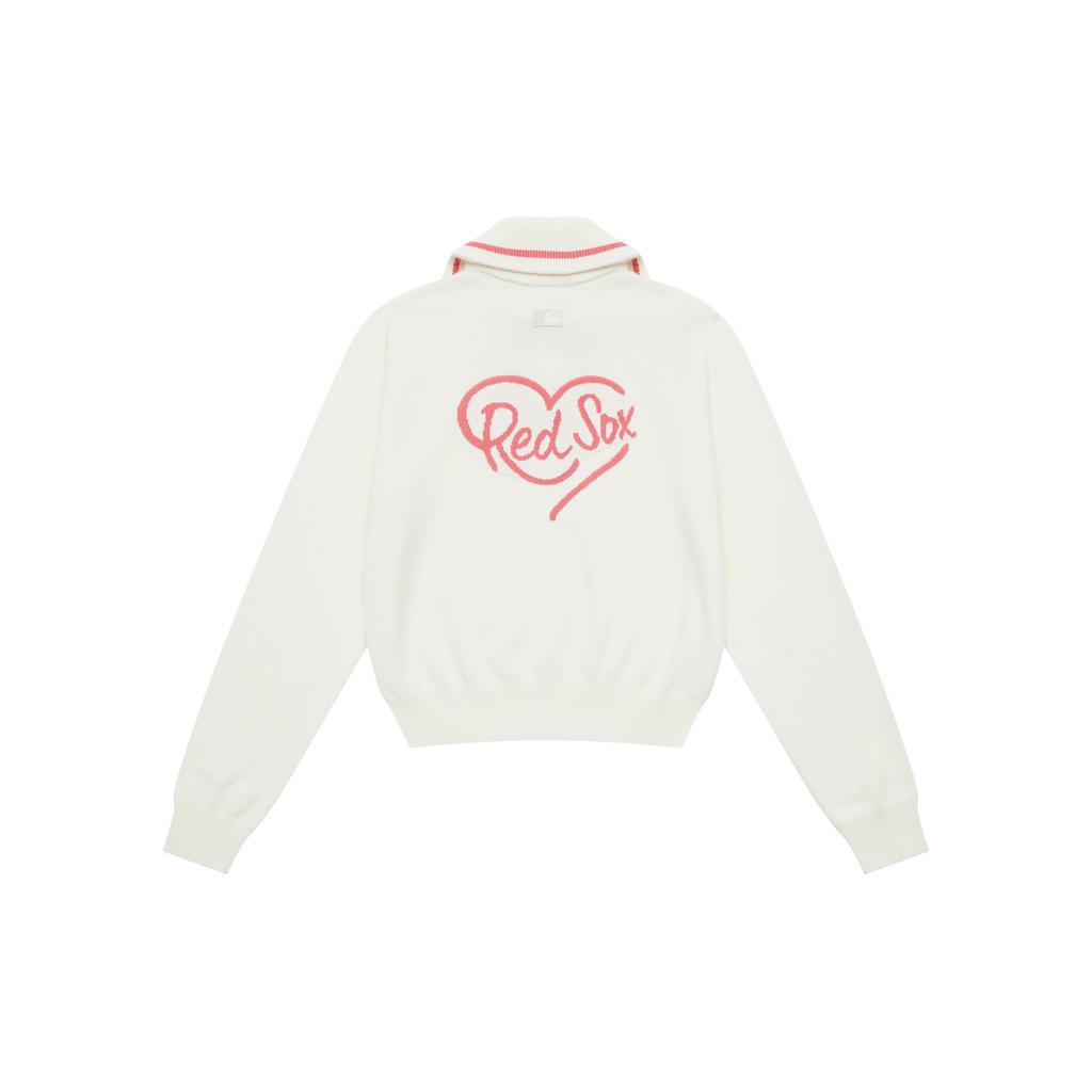 New MLB Boston Red Sox Heart Collection Knitwear Women's Cream 3FKPH0144-43CRS